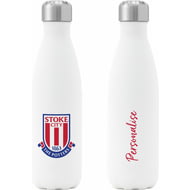 Personalised Stoke City FC Crest Insulated Water Bottle - White