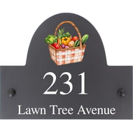 Personalised Vegetables Basket Dog Motif Slate House Name Or Number Plaque/Sign - 25x20cm