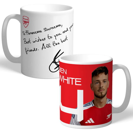 Personalised Arsenal FC Ben White Autograph Player Photo 11oz Ceramic Mug