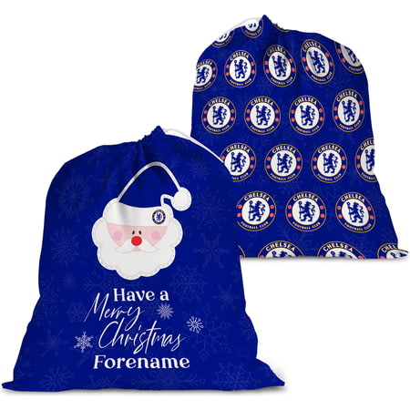 Personalised Chelsea FC Merry Christmas Large Fabric Santa Sack