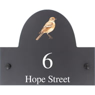 Personalised Dunelark Bird Motif Slate House Name Or Number Plaque/Sign - 25x20cm