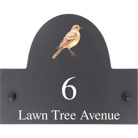 Personalised Dunelark Bird Motif Slate House Name or Number Plaque/Sign - 25x20cm