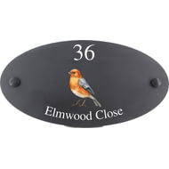 Personalised Finch Bird Motif Oval Slate House Sign Plaque 25x13cm