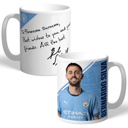 Personalised Manchester City FC Bernardo Silva Autograph Player Photo 11oz Ceramic Mug