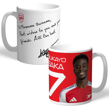 Personalised Arsenal FC Bukayo Saka Autograph Player Photo 11oz Ceramic Mug