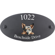 Personalised Australian Cattle Dog Motif Oval Slate House Sign Plaque 25x13cm