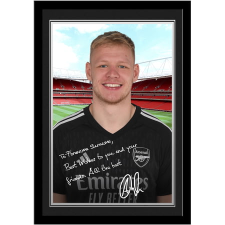 Personalised Arsenal FC Aaron Ramsdale Autograph A4 Framed Player Photo