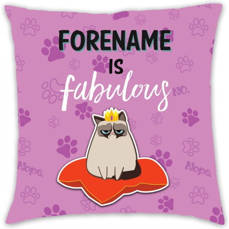 Personalised Grumpy Cat Emoji - Fabulous Cushion Pink - 45x45cm