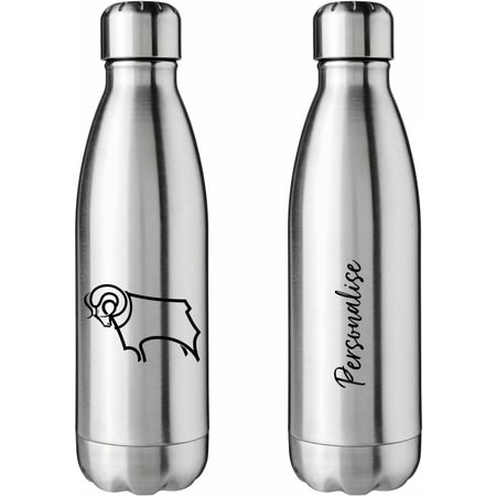 Personalised Derby County Crest Silver Insulated Water Bottle