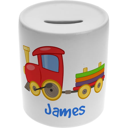 Personalised Boys Train Ceramic Money Box
