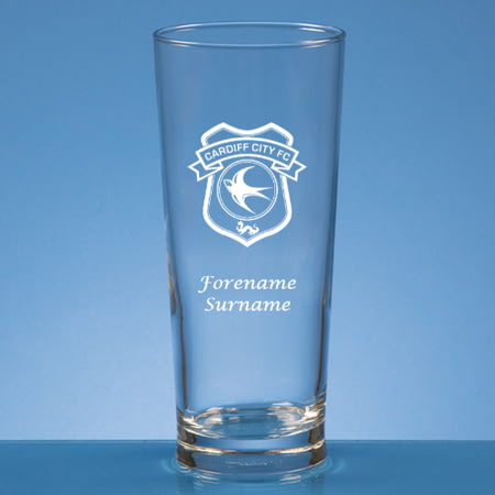Personalised Cardiff City FC Crest Beer Pint Glass