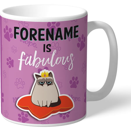 Personalised Grumpy Cat Emoji - Fabulous Mug Pink