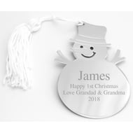 Personalised Silver Snowman Christmas Tree Decoration