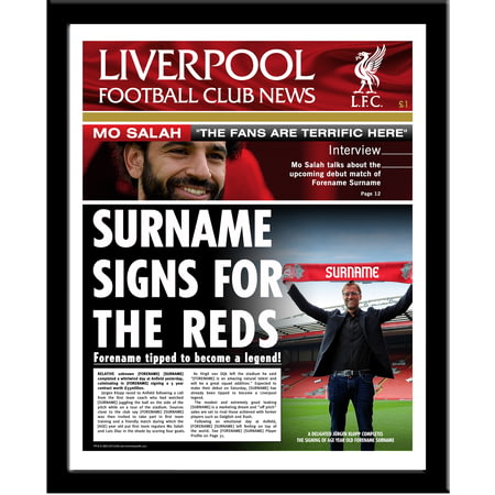 Personalised Liverpool FC Spoof Newspaper Framed Print