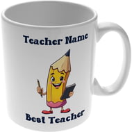 Personalised Best Teacher Pencil 11oz Ceramic Mug For Teachers And Mentors - End Of Term Gift
