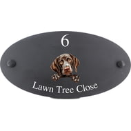 Personalised German Shorthaired Pointer Dog Motif Oval Slate House Sign Plaque 25x13cm