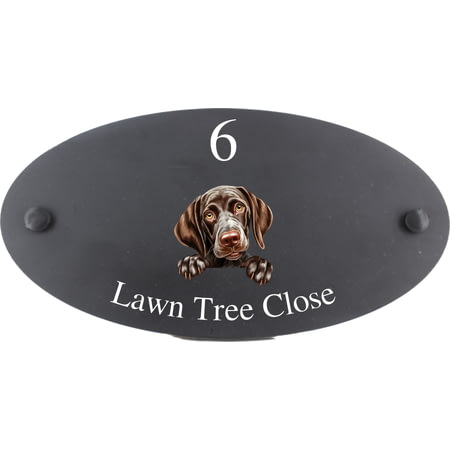 Personalised German Shorthaired Pointer Dog Motif Oval Slate House Sign Plaque 25x13cm