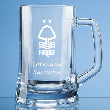 Personalised Nottingham Forest FC Crest Stern Glass Pint Tankard