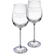 Personalised Pair Of Diamante Filled Wine Glasses