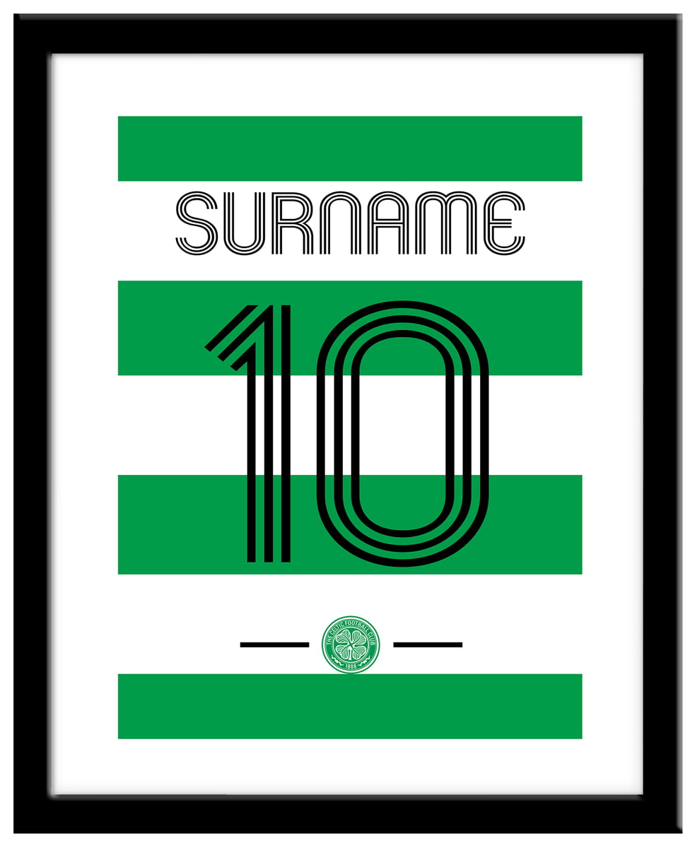 Personalised Celtic FC Retro Shirt Framed Print from Go Find A Gift