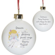 Personalised Fairy Princess Christmas Tree Ceramic Bauble