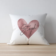 Personalised Rose Gold Heart Cushion & Insert