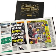 Personalised Aston Villa Football Newspaper Book - A3 Leather Cover