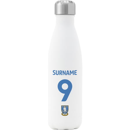 Personalised Sheffield Wednesday FC Back Of Shirt Insulated Water Bottle - White