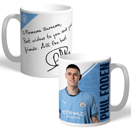 Personalised Manchester City FC Phil Foden Autograph Player Photo 11oz Ceramic Mug