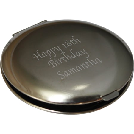 Personalised Silver Plated Round Compact Mirror