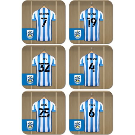 Personalised Huddersfield Town AFC Dressing Room Shirts Coasters Set of 6