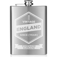 Personalised England Cricket Vintage Hip Flask