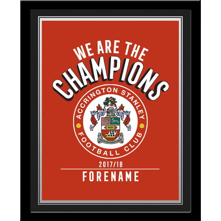 Personalised Accrington Stanley FC Champions Photo Framed