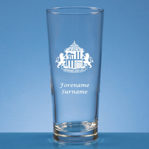 Personalised Sunderland AFC Crest Beer Pint Glass from Go Find A Gift