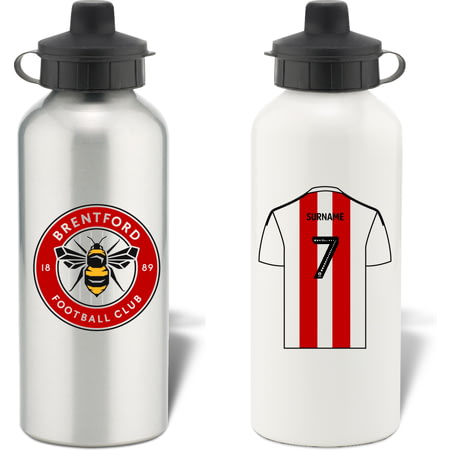 Personalised Brentford FC Shirt Aluminium Sports Water Bottle