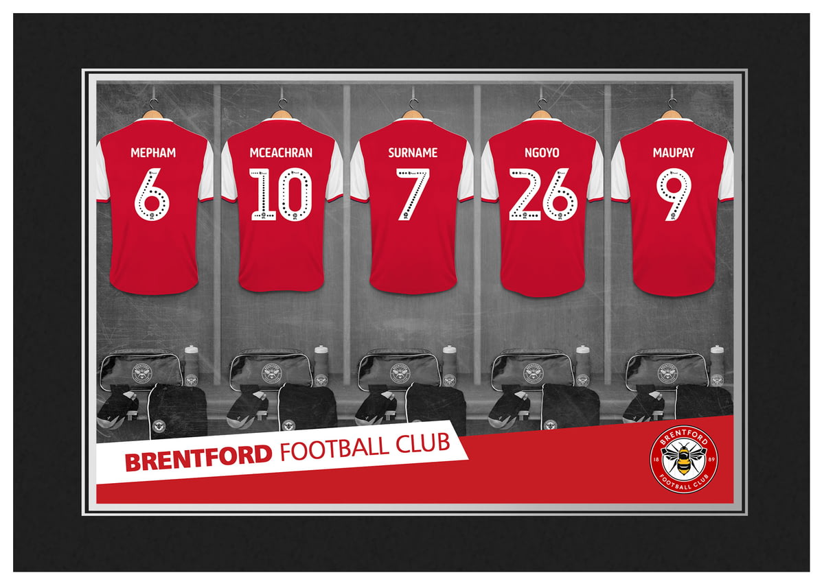 Personalised Brentford FC Dressing Room Framed Print Free Delivery