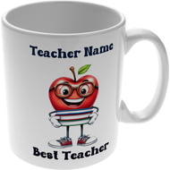 Personalised Best Teacher Apple 11oz Ceramic Mug For Teachers And Mentors - End Of Term Gift