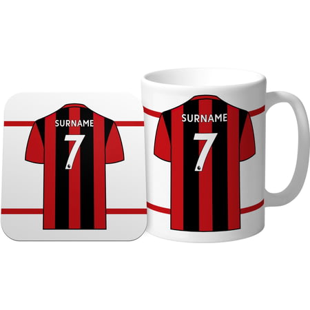 Personalised AFC Bournemouth Shirt Mug & Coaster Set