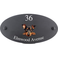 Personalised Doberman Pinscher Dog Motif Oval Slate House Sign Plaque 25x13cm