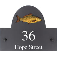 Personalised Carp Fish Dog Motif Slate House Name Or Number Plaque/Sign - 25x20cm