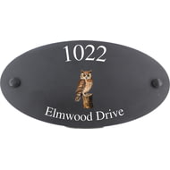 Personalised Owl Bird Motif Oval Slate House Sign Plaque 25x13cm