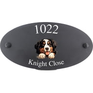 Personalised Bernese Mountain Dog Motif Oval Slate House Sign Plaque 25x13cm