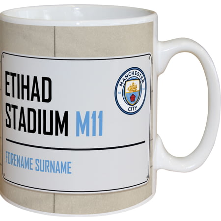Personalised Manchester City FC Etihad Stadium Street Sign Mug