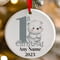 Personalised 1st Christmas Grey Polar Bear Ceramic Hanging Tree Decoration - 7cm