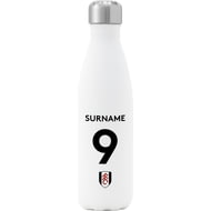 Personalised Fulham FC Back Of Shirt Insulated Water Bottle - White