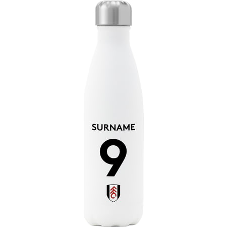 Personalised Fulham FC Back Of Shirt Insulated Water Bottle - White