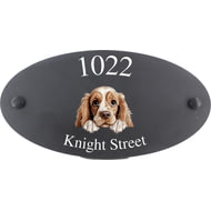 Personalised American Cocker Spaniel Dog Motif Oval Slate House Sign Plaque 25x13cm