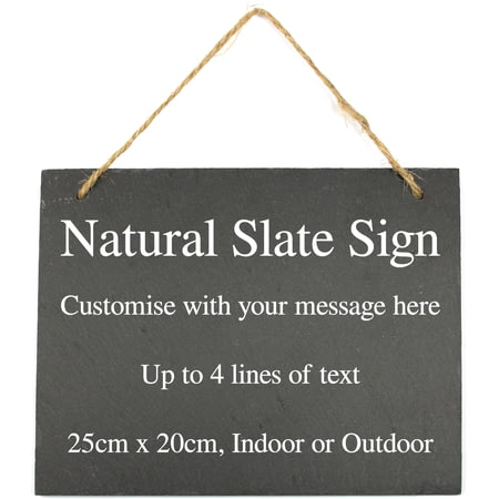 Personalised Engraved Large Hanging Slate Plaque/Sign - 25x20cm