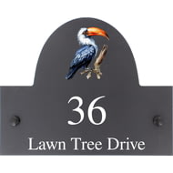 Personalised Hornbill Bird Motif Slate House Name Or Number Plaque/Sign - 25x20cm