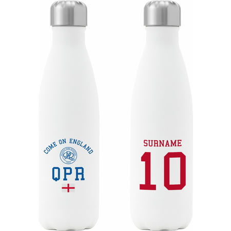 Personalised Queens Park Rangers FC Come On England Insulated Water Bottle - White